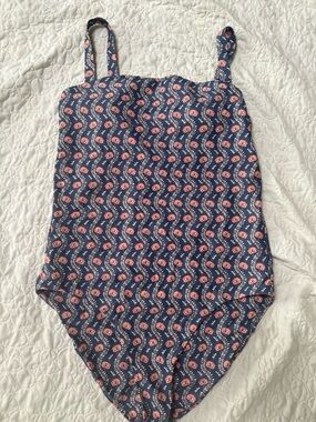 Minnow women's swimsuit one piece navy primrose size large
